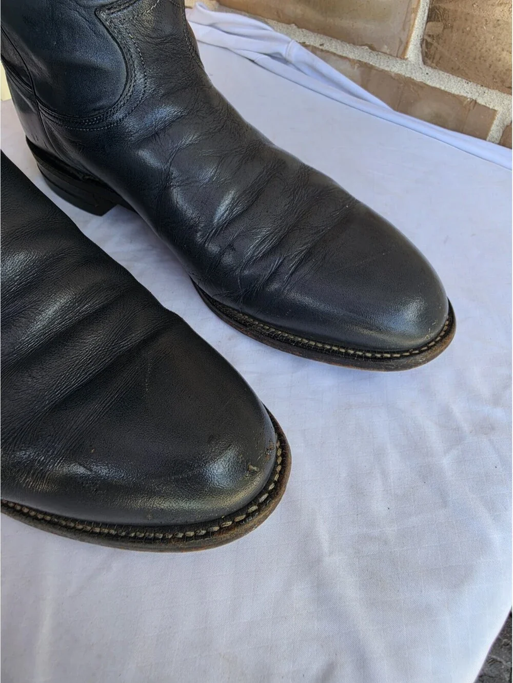 Vintage Justin Roper Boots Mens 10.5 D Gray Leather Cowboy Western USA 3025